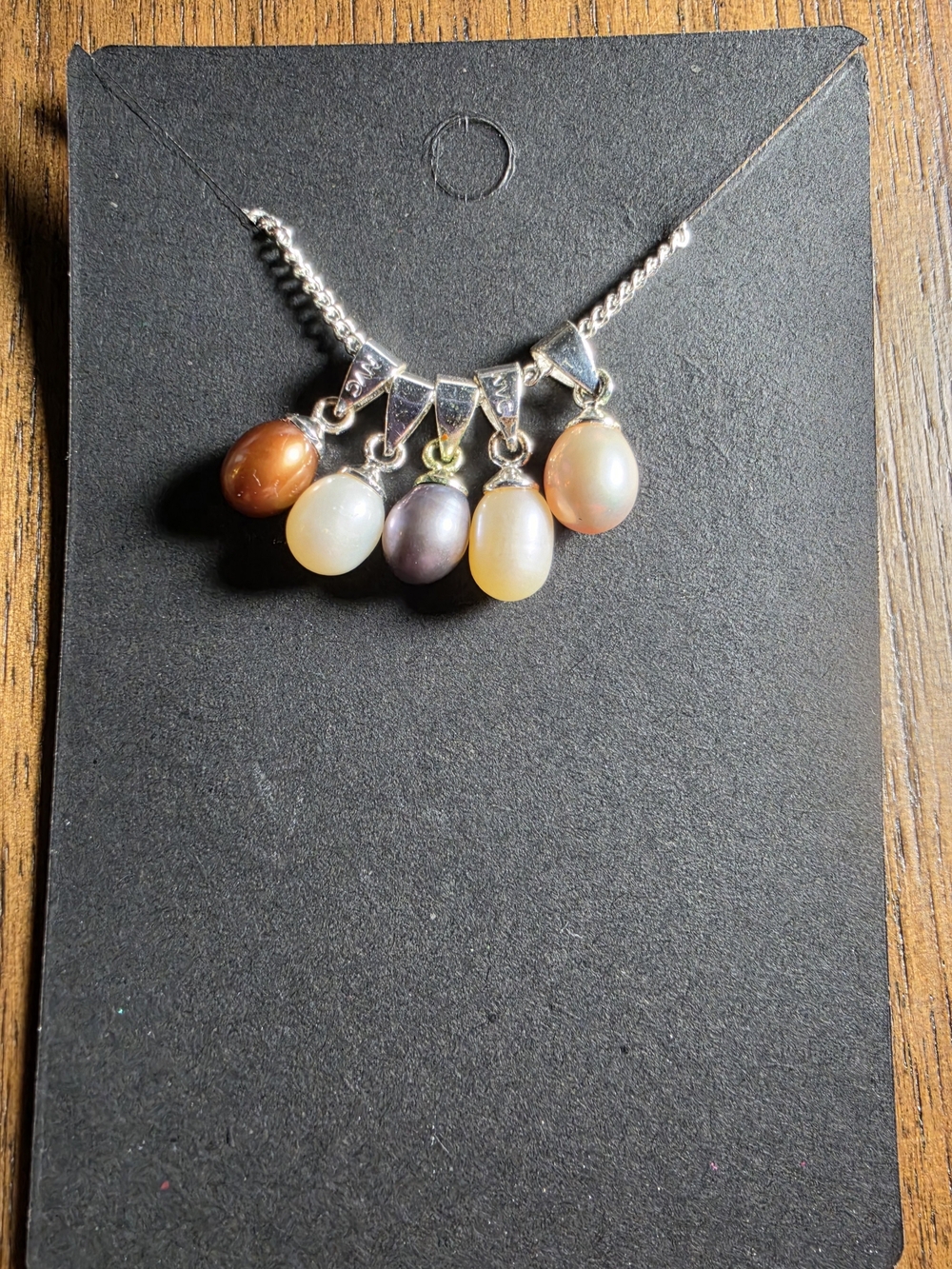 Avon Multicolor Pearl Drop Necklace - Silver Tone